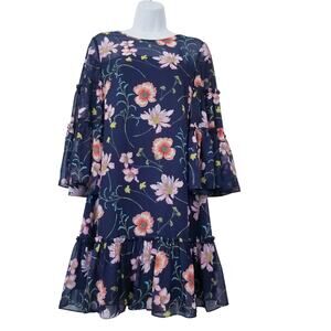 Eliza J Floral Bell Sleeves Tiered Shift Dress